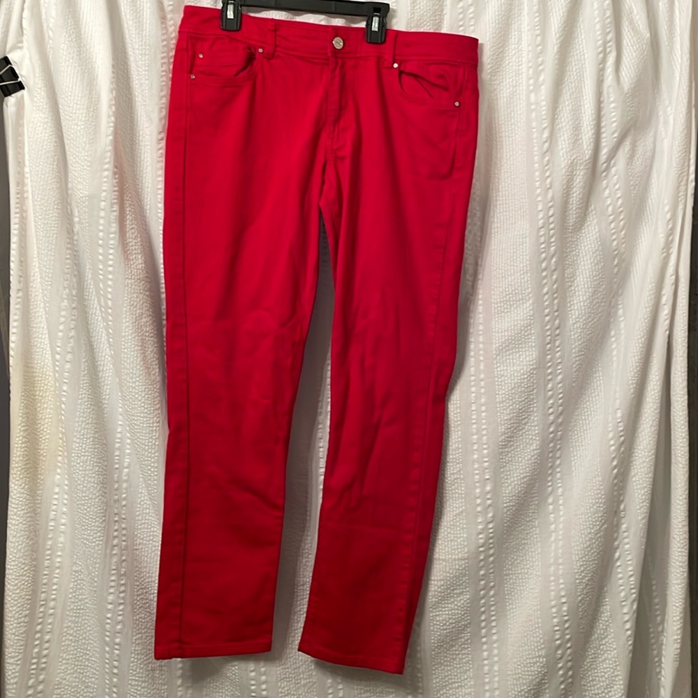 White House Black Market red slim ankle jeans size 12